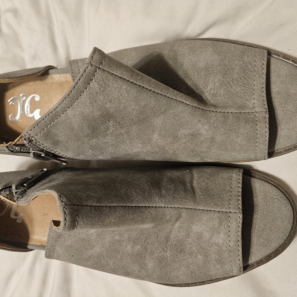Grey Open Toe Ankle Booties